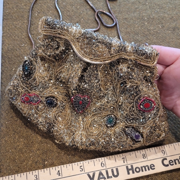 Vintage beaded purse, chain handle - Picture 2 of 11